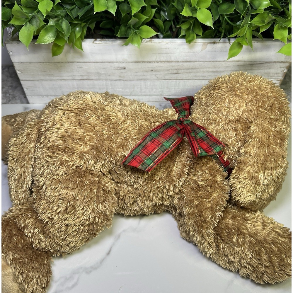 Princess Soft Toys Duncan Dog Puppy Plush Stuff Animal 2003 Red Green Plaid Bow - Picture 2 of 9